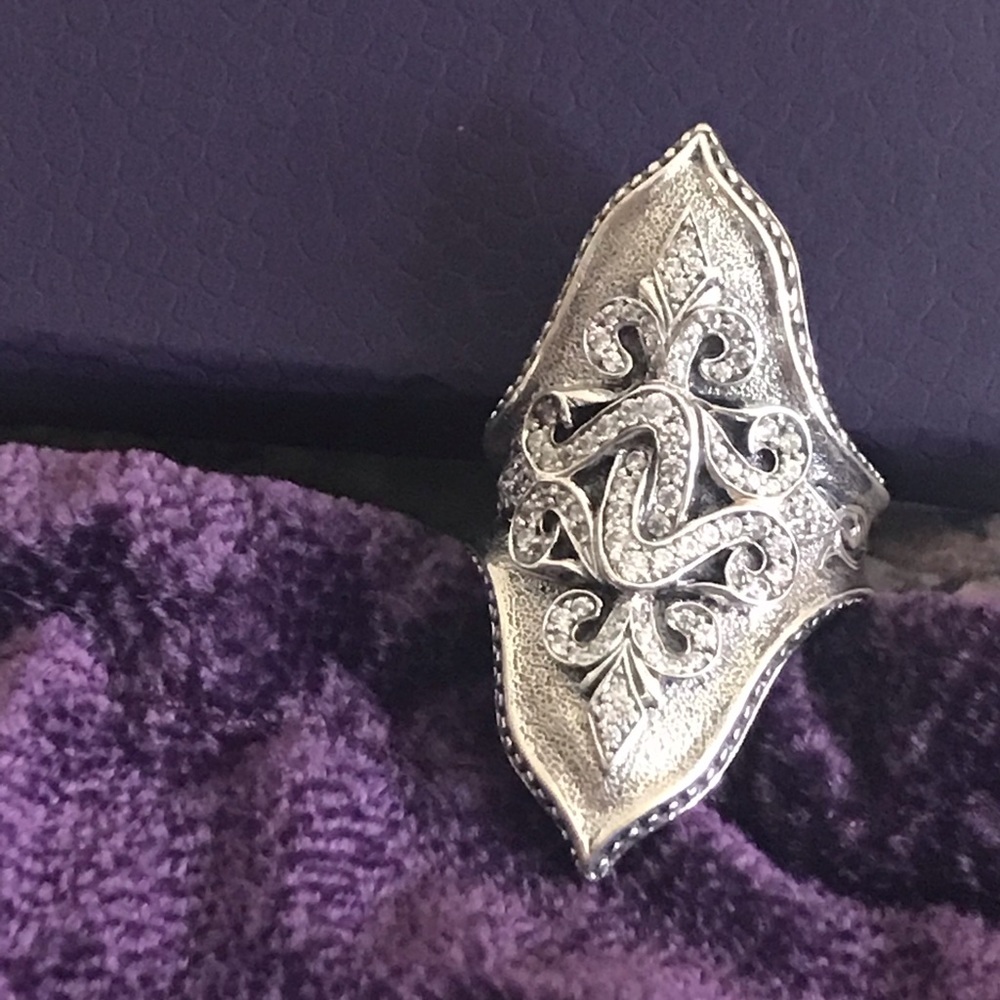 Scott Kay sterling silver north south ring with CZ